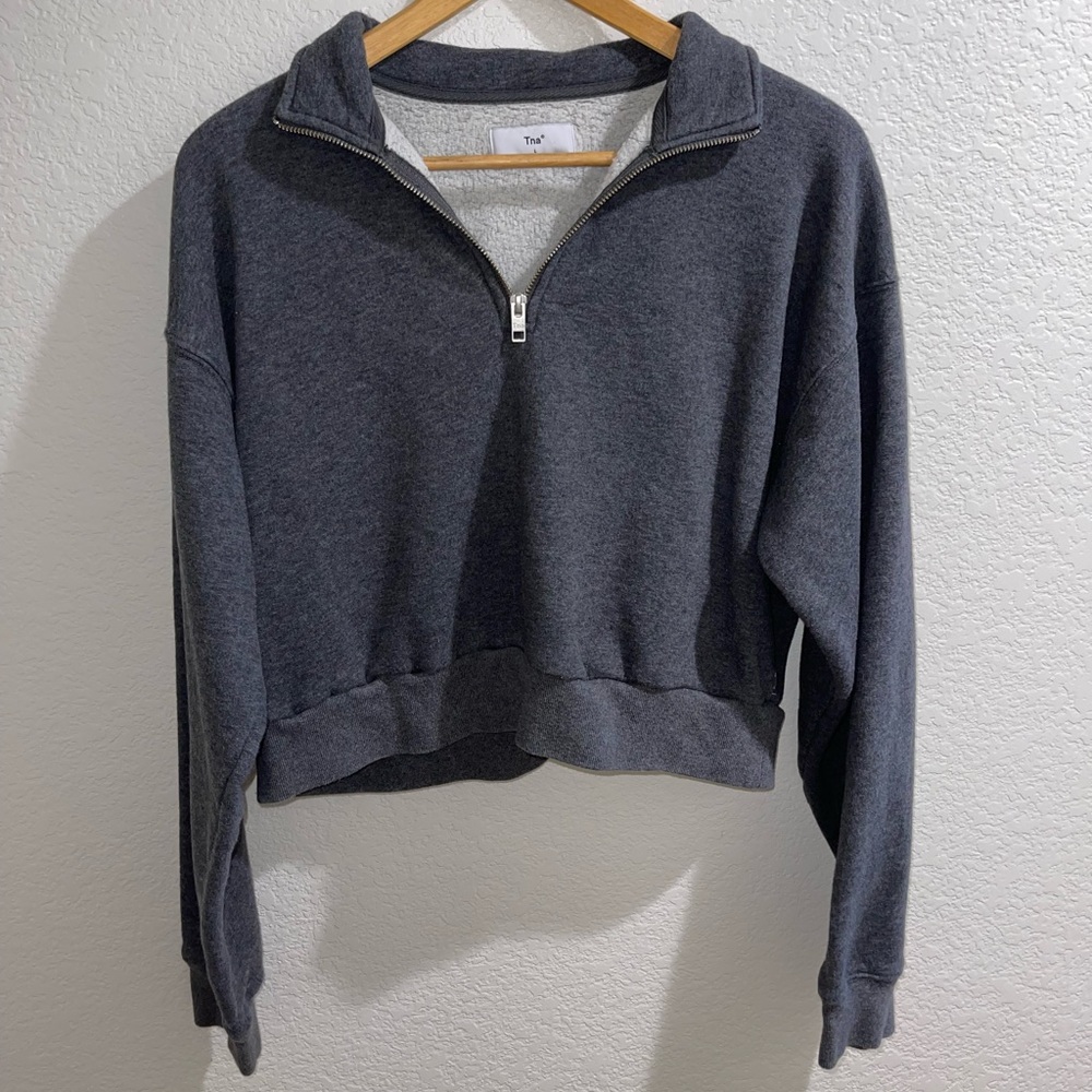 Cropped half zip up jacket